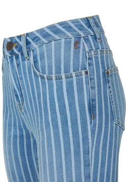 Clearance Miss Etam Jeans straight fit streep blauw Multi blauw