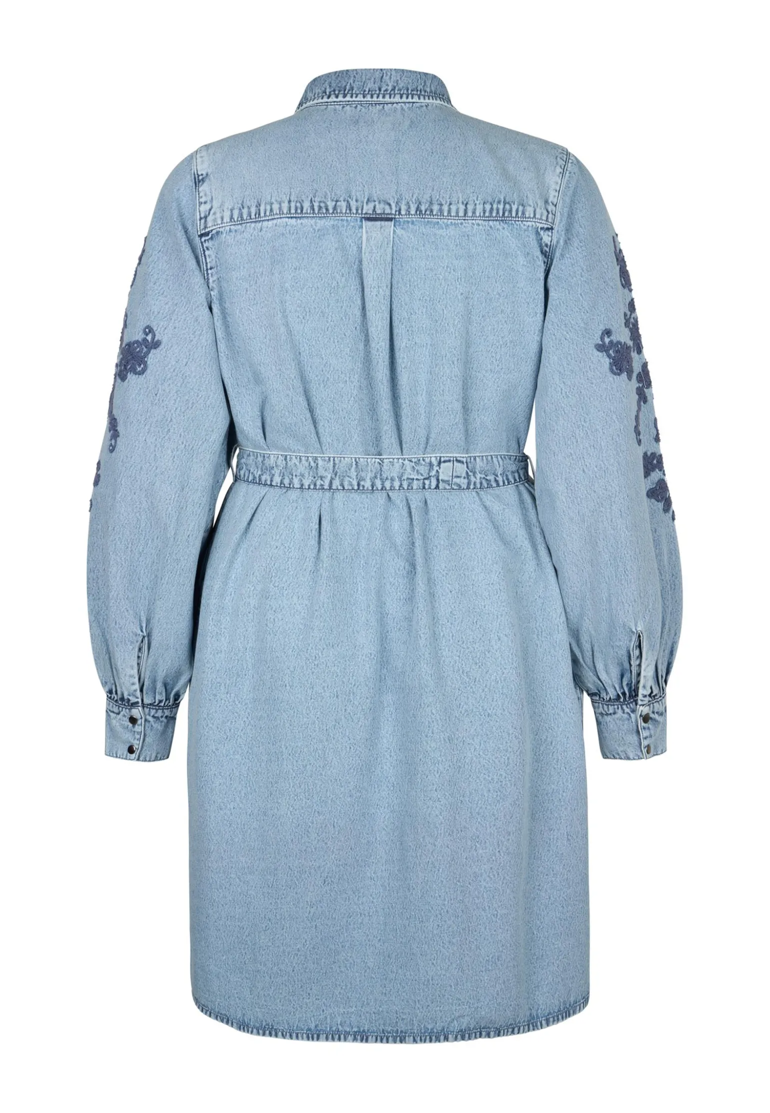 Online Miss Etam Jurk denim details blauw Bleached