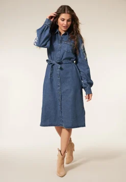 Sale Miss Etam Jurk denim details blauw Medium denim