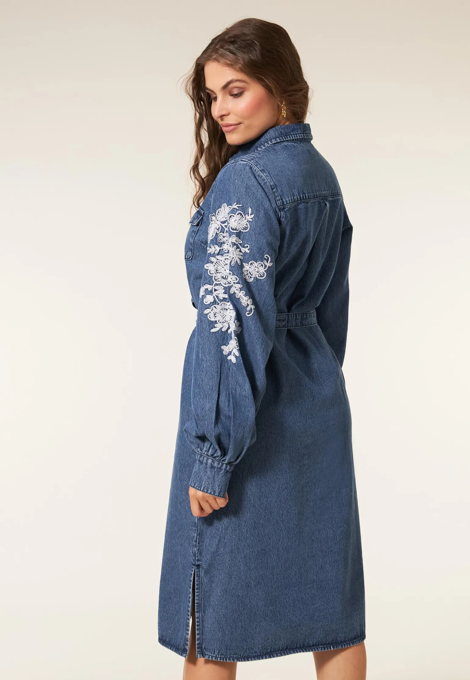 Sale Miss Etam Jurk denim details blauw Medium denim