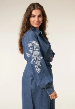 Sale Miss Etam Jurk denim details blauw Medium denim
