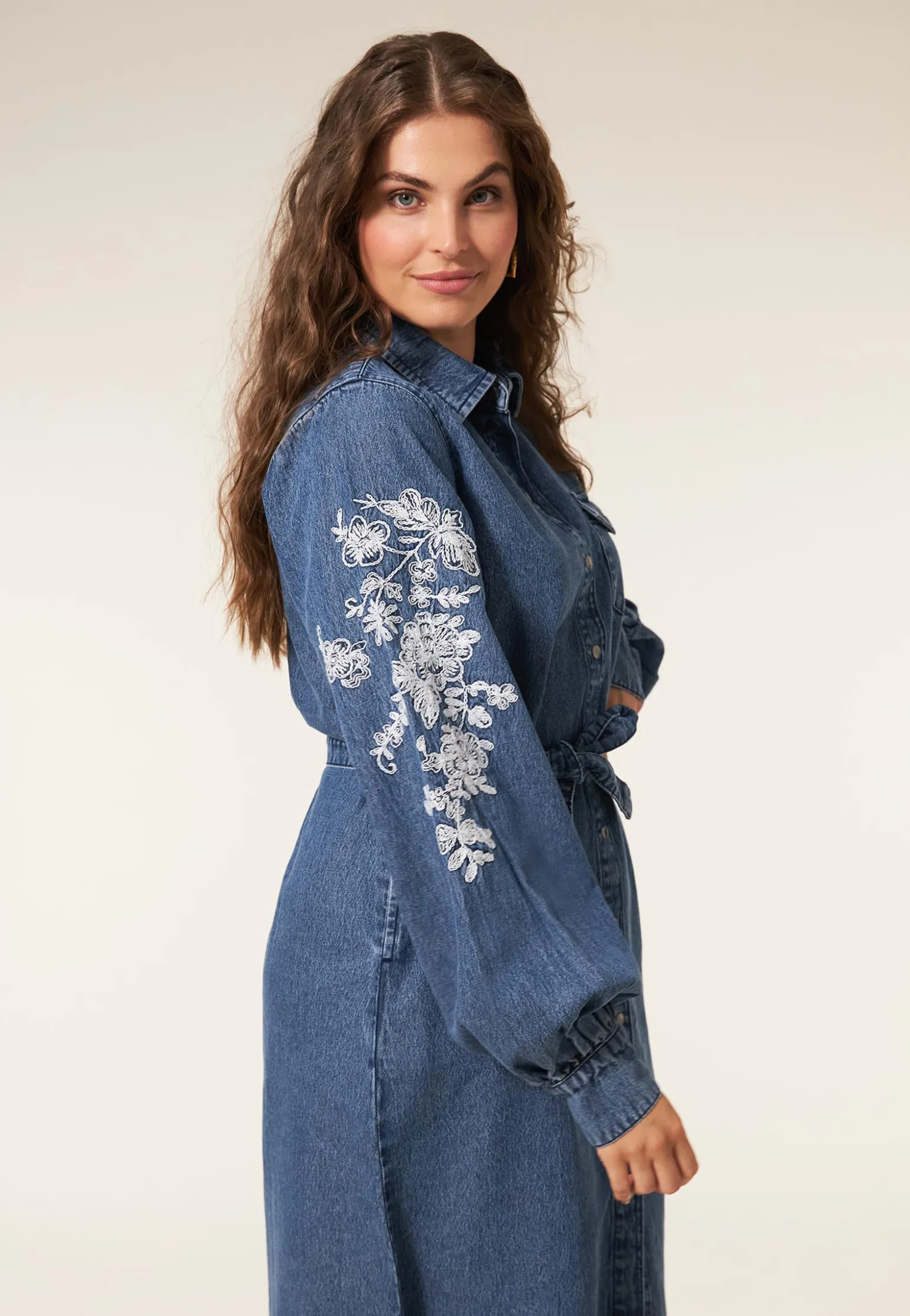 Sale Miss Etam Jurk denim details blauw Medium denim
