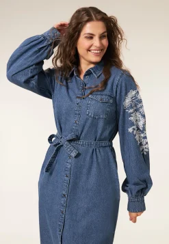 Sale Miss Etam Jurk denim details blauw Medium denim
