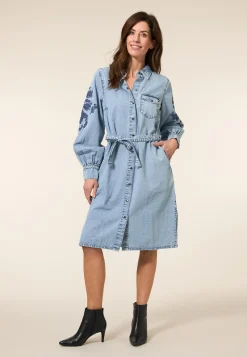 Best Miss Etam Jurk denim details blauw Bleached