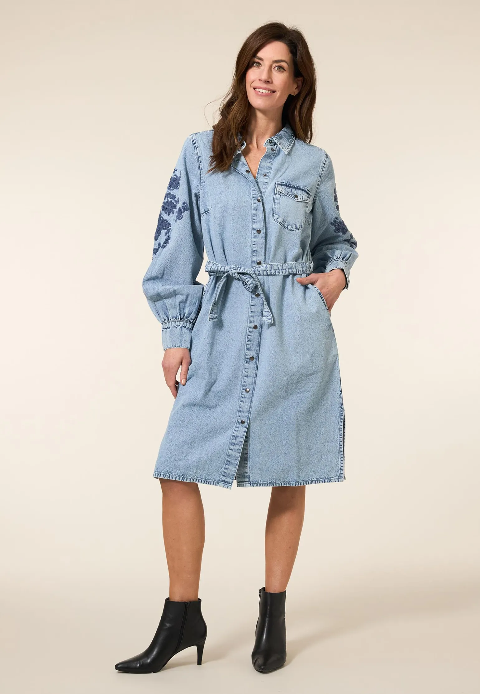 Best Miss Etam Jurk denim details blauw Bleached