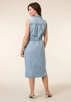 Hot Miss Etam Jurk denim mouwloos blauw Bleached