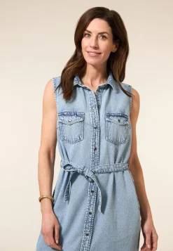 Hot Miss Etam Jurk denim mouwloos blauw Bleached