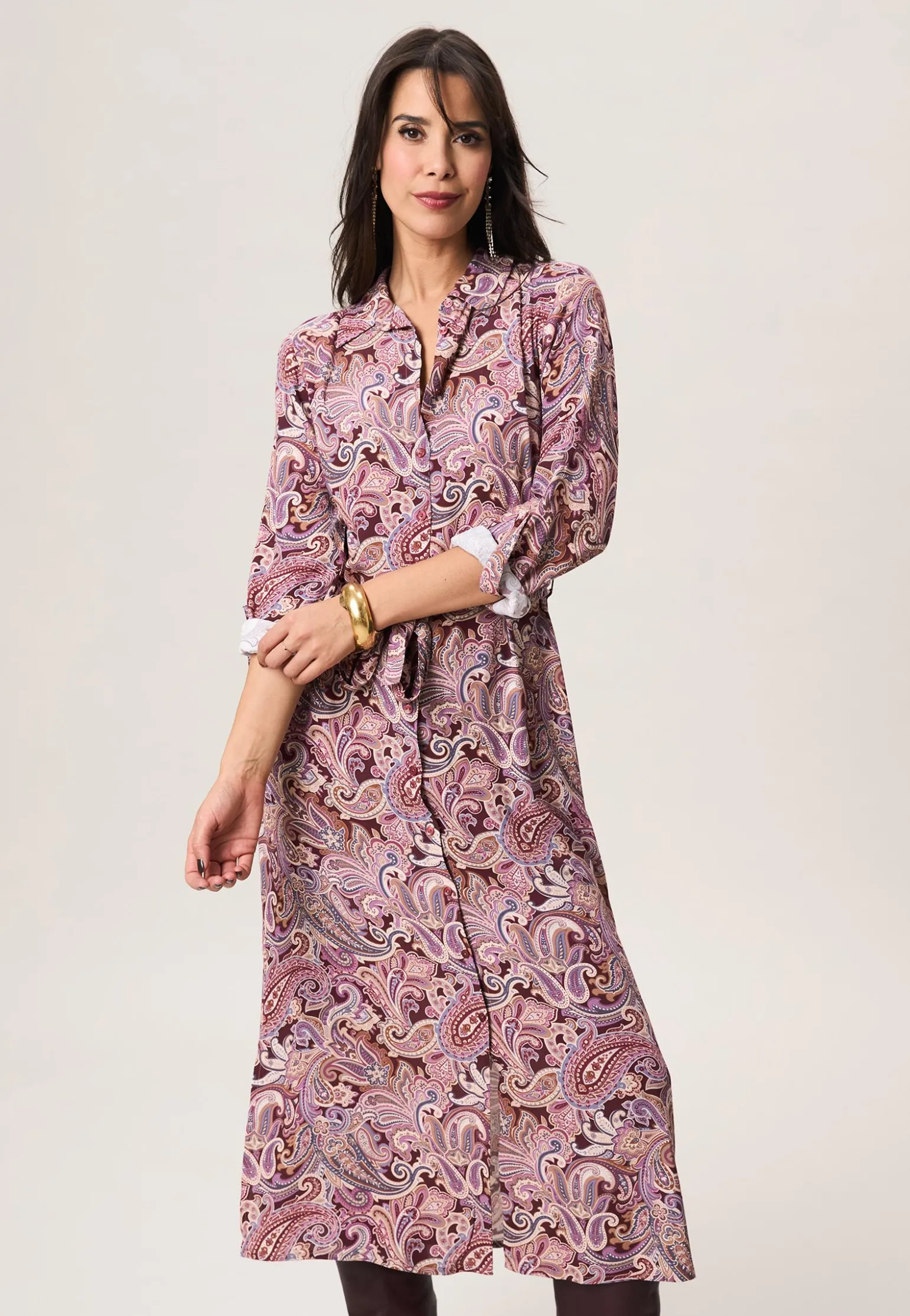 Discount Miss Etam Jurk print aubergine Multi aubergine