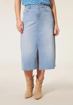 Online Miss Etam Rok denim blauw Bleached