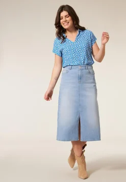 Online Miss Etam Rok denim blauw Bleached