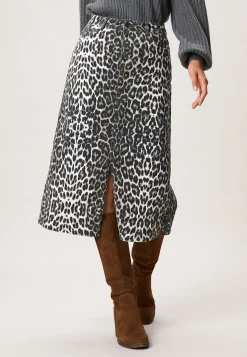 Outlet Miss Etam Rok denim print bruin Multi dark neutral