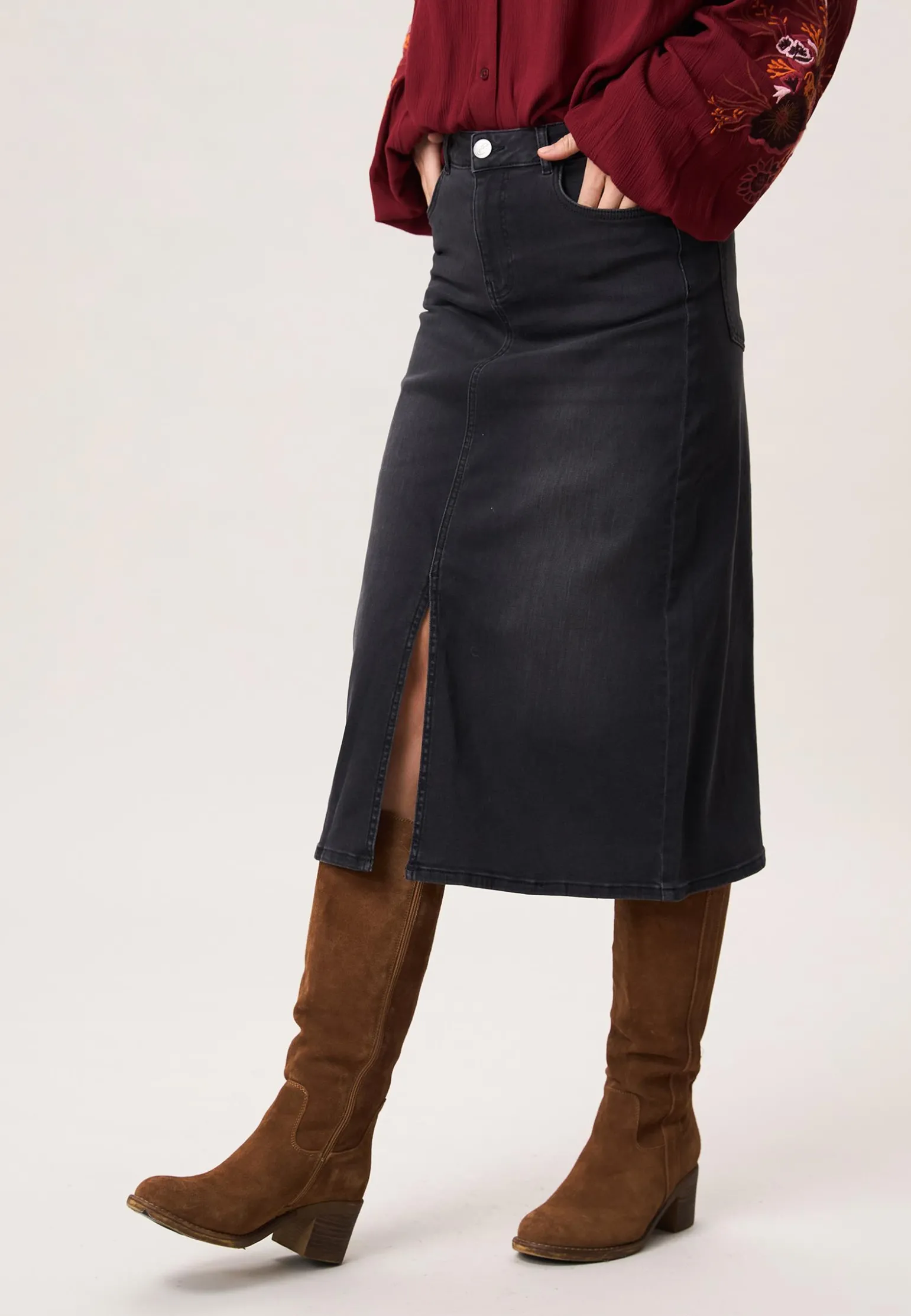 Hot Miss Etam Rok denim zwart Grijs