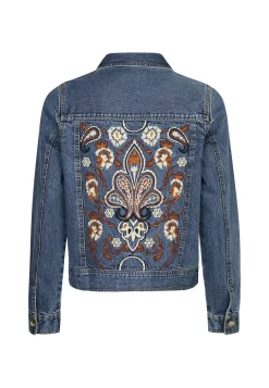 Online Miss Etam Spijkerjack borduur blauw Medium denim