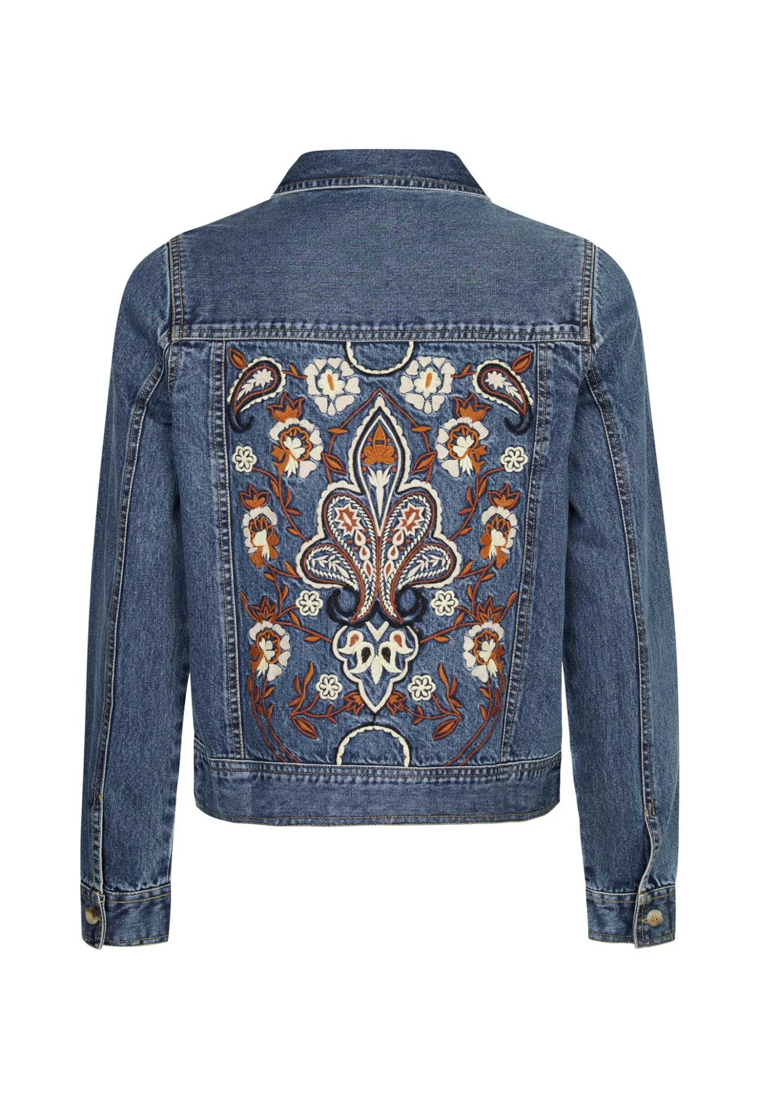Online Miss Etam Spijkerjack borduur blauw Medium denim