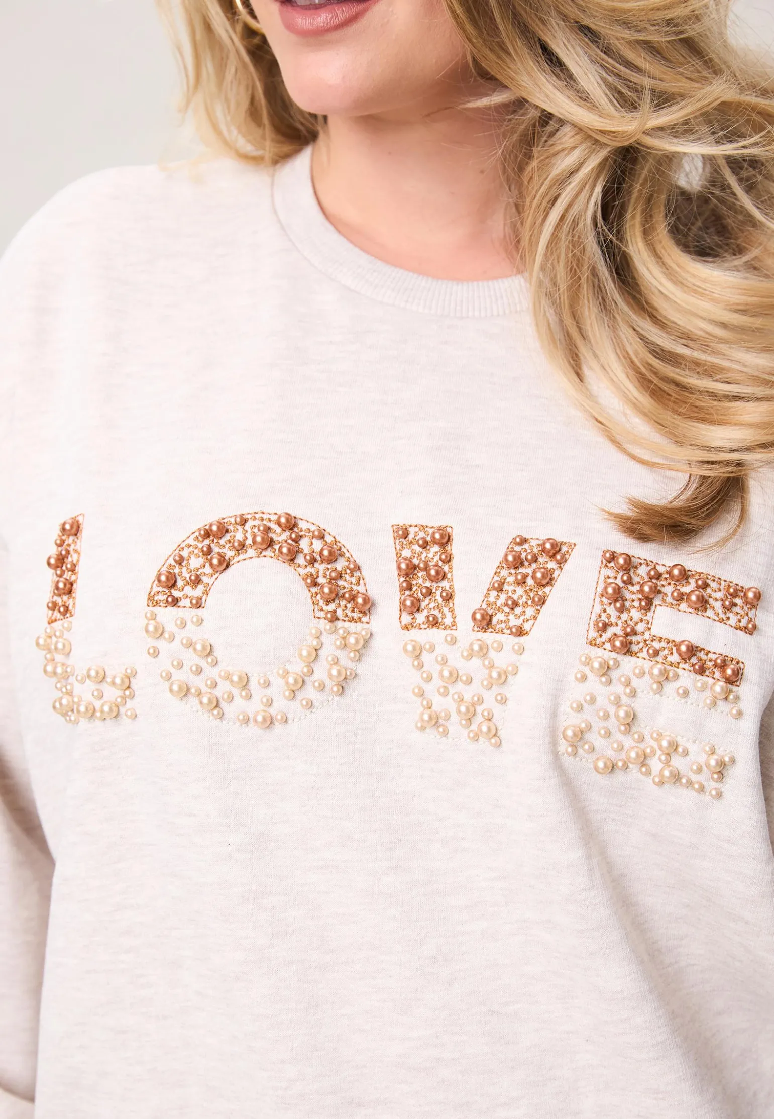 Online Miss Etam Sweater creme parel detail Light sand