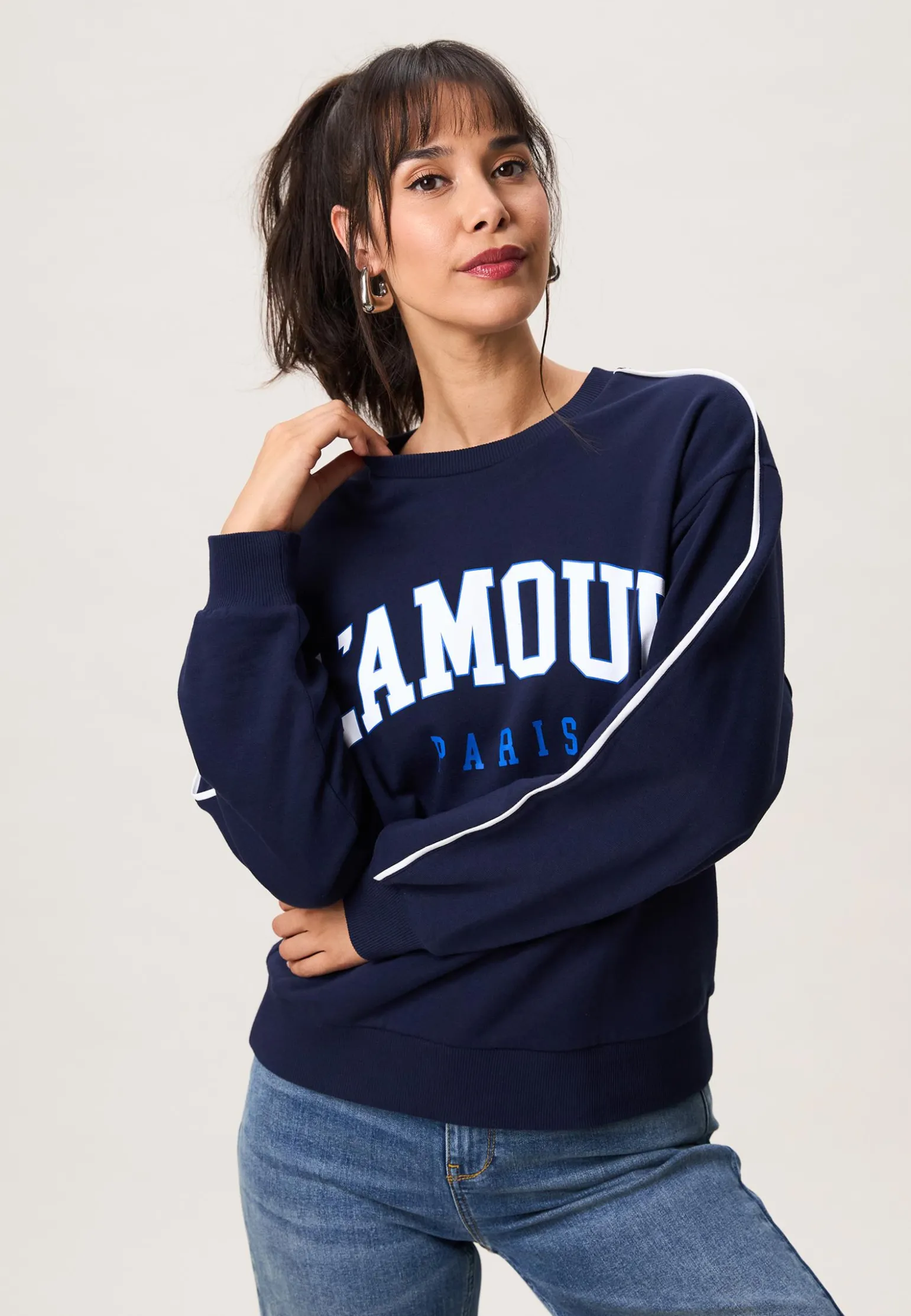 Miss Etam Sweater print blauw Multi donker blue