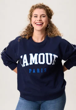 Sale Miss Etam Sweater print blauw Multi donker blue