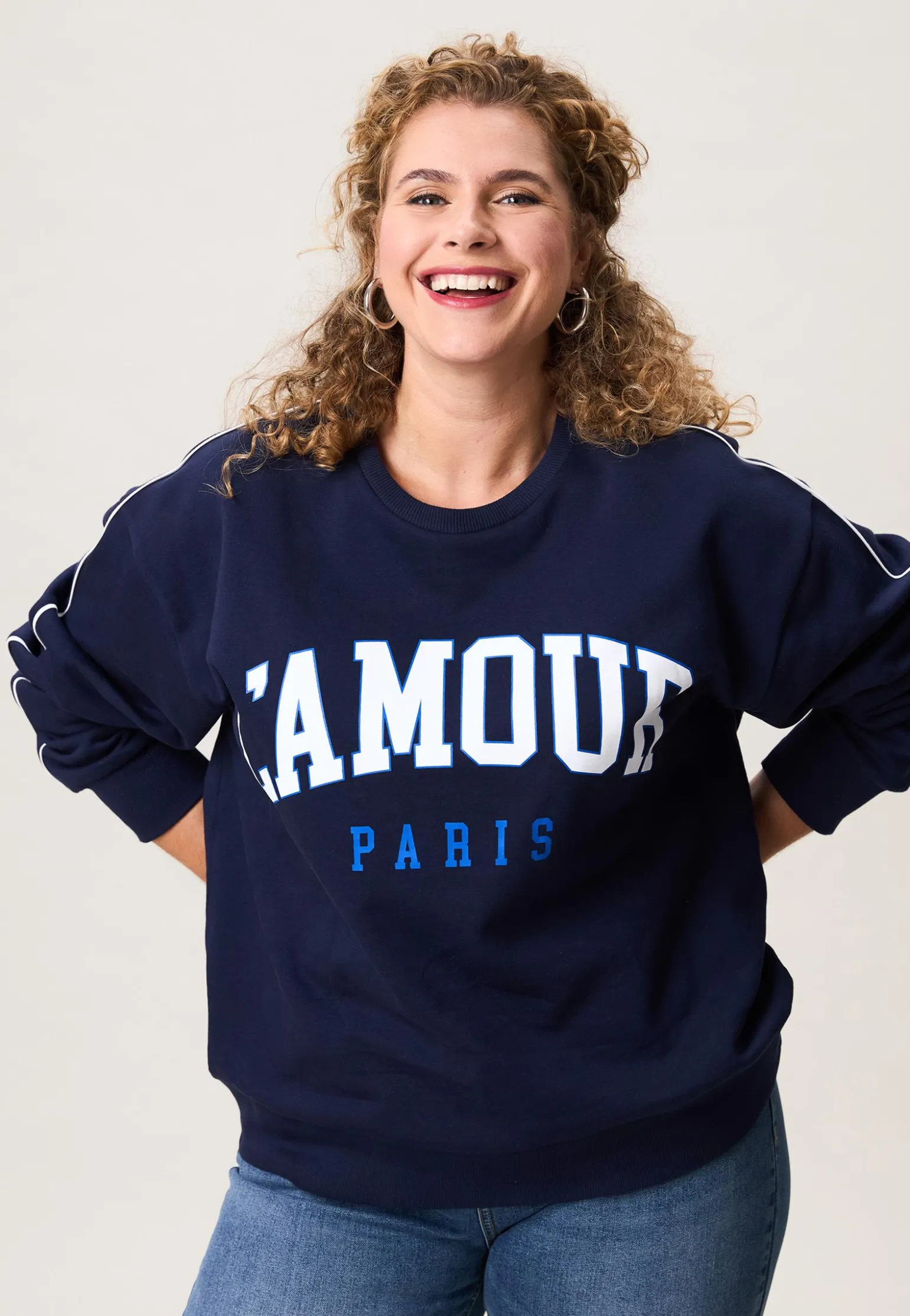 Sale Miss Etam Sweater print blauw Multi donker blue