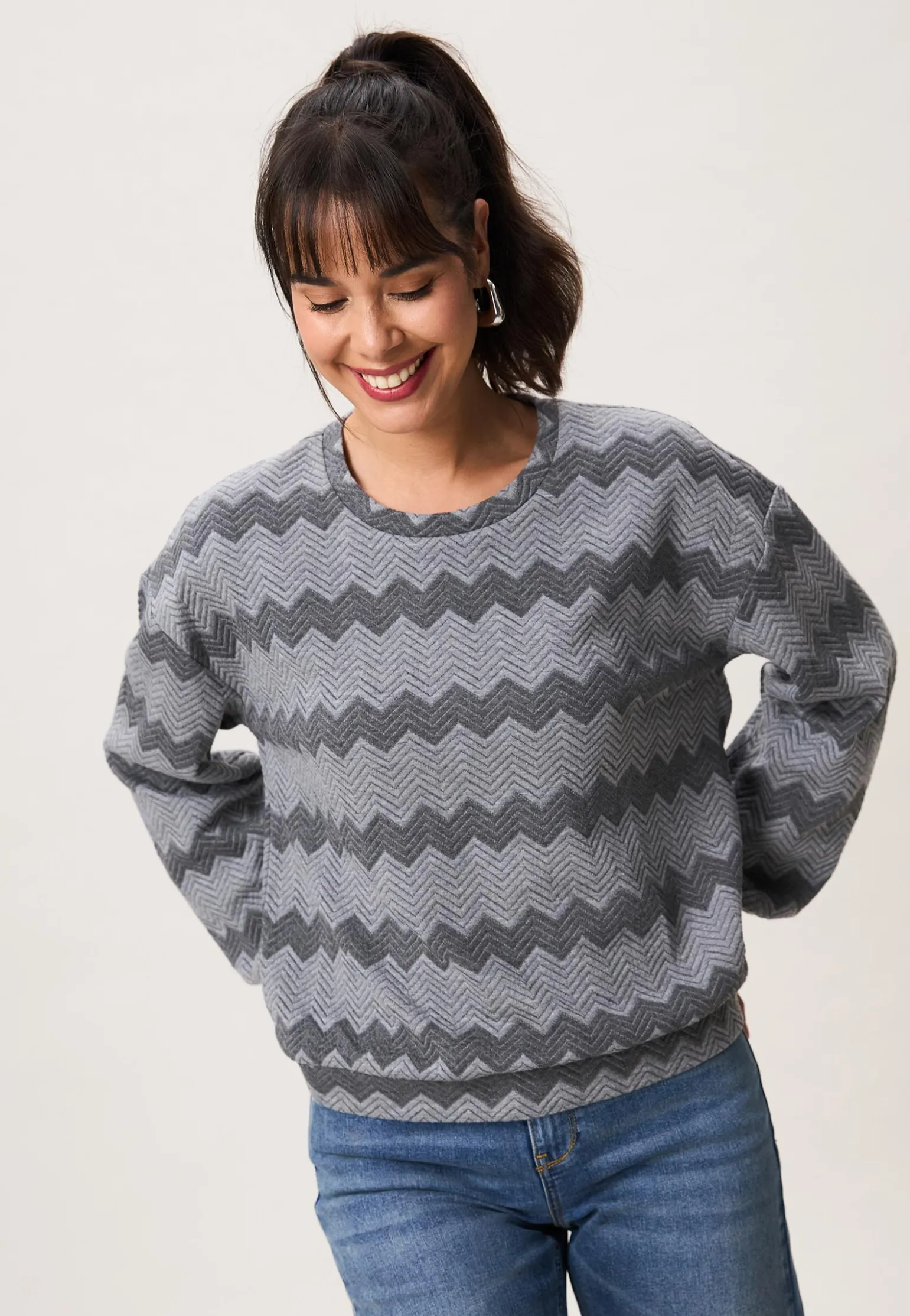 Outlet Miss Etam Sweater print grijs Multi grey