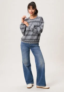 Outlet Miss Etam Sweater print grijs Multi grey