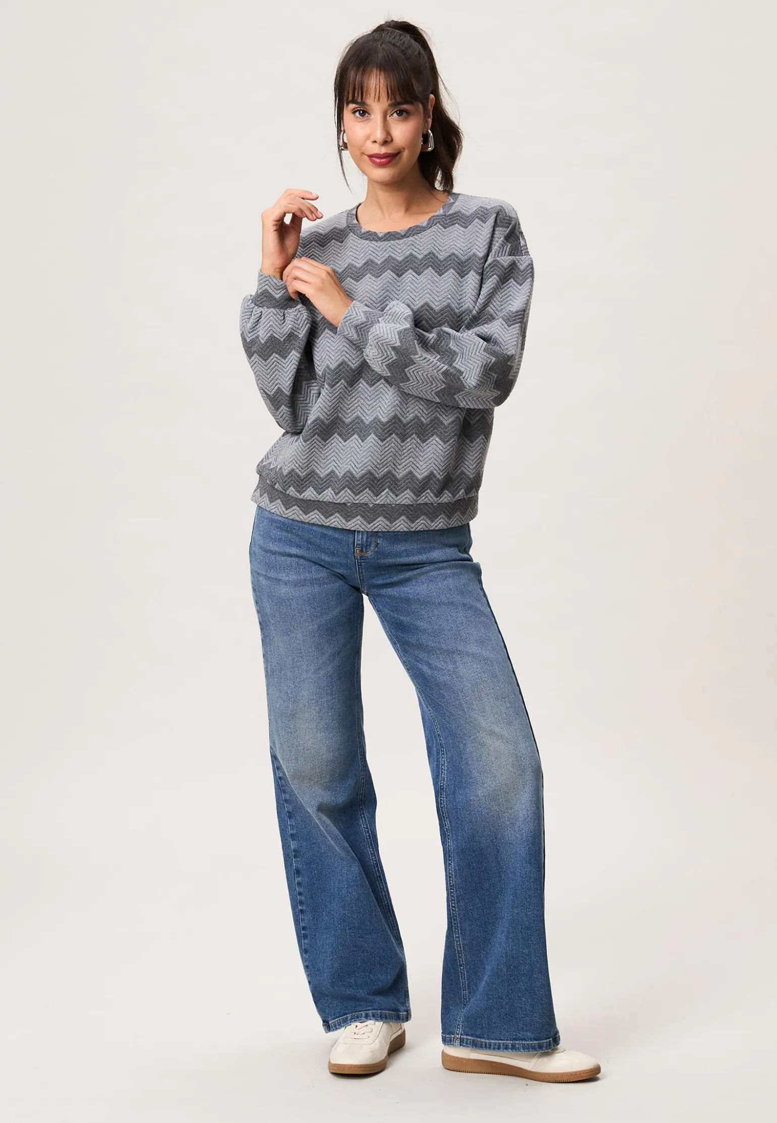 Outlet Miss Etam Sweater print grijs Multi grey