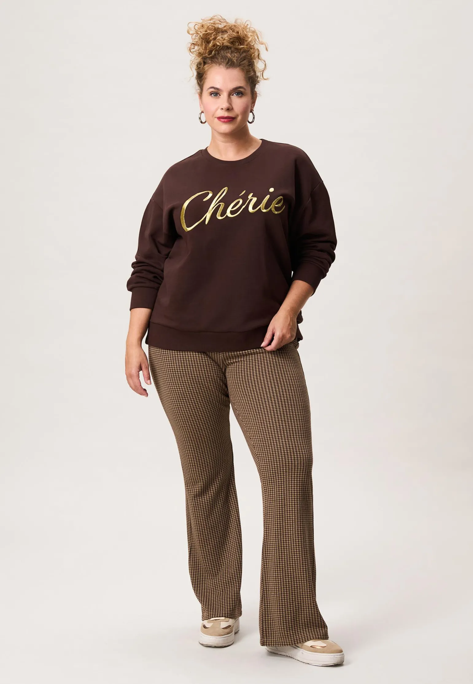 New Miss Etam Sweater tekst bruin Coffee