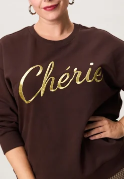 New Miss Etam Sweater tekst bruin Coffee
