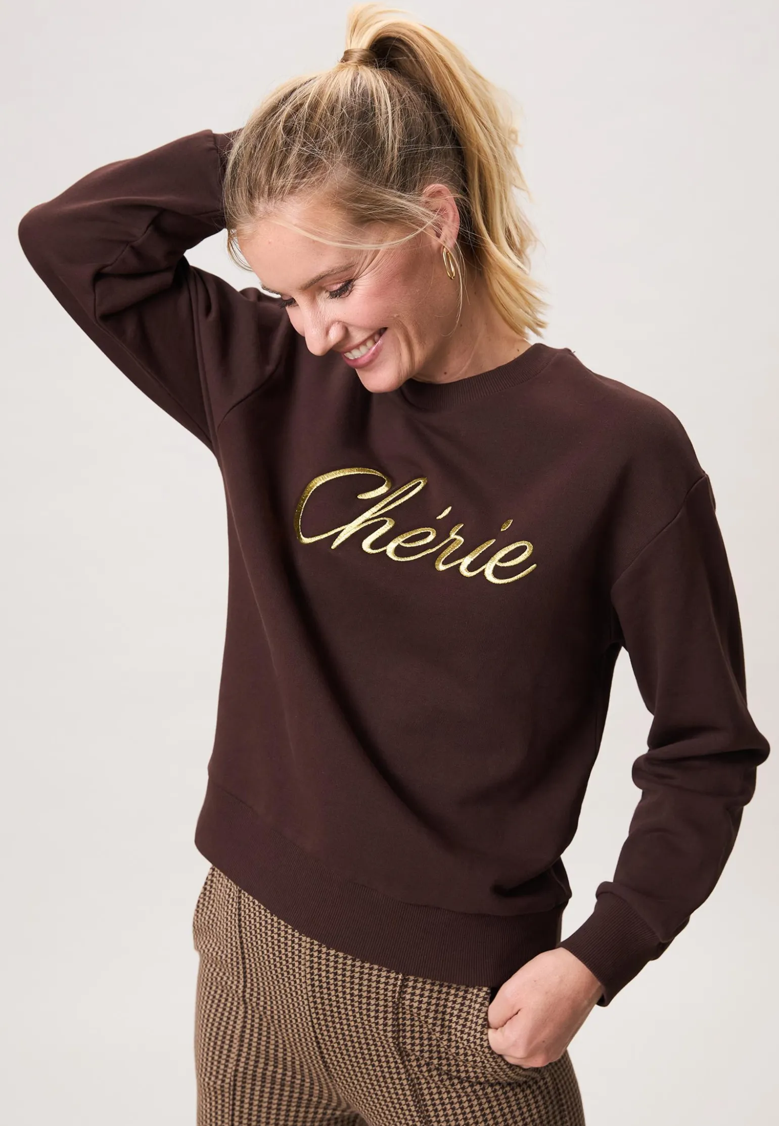 Best Miss Etam Sweater tekst bruin Coffee