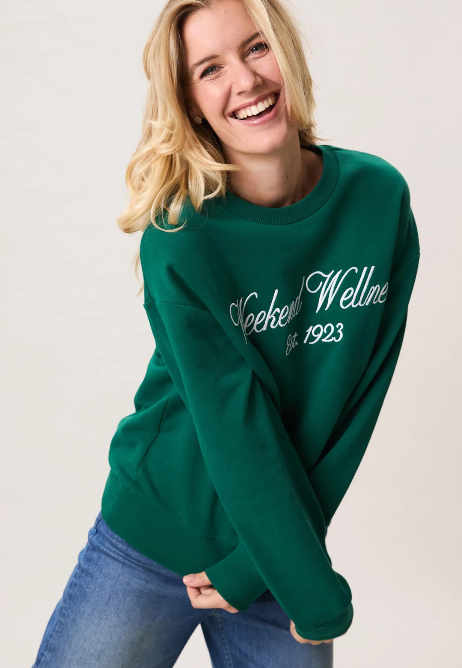 Miss Etam Sweater tekst groen Multi Emerald