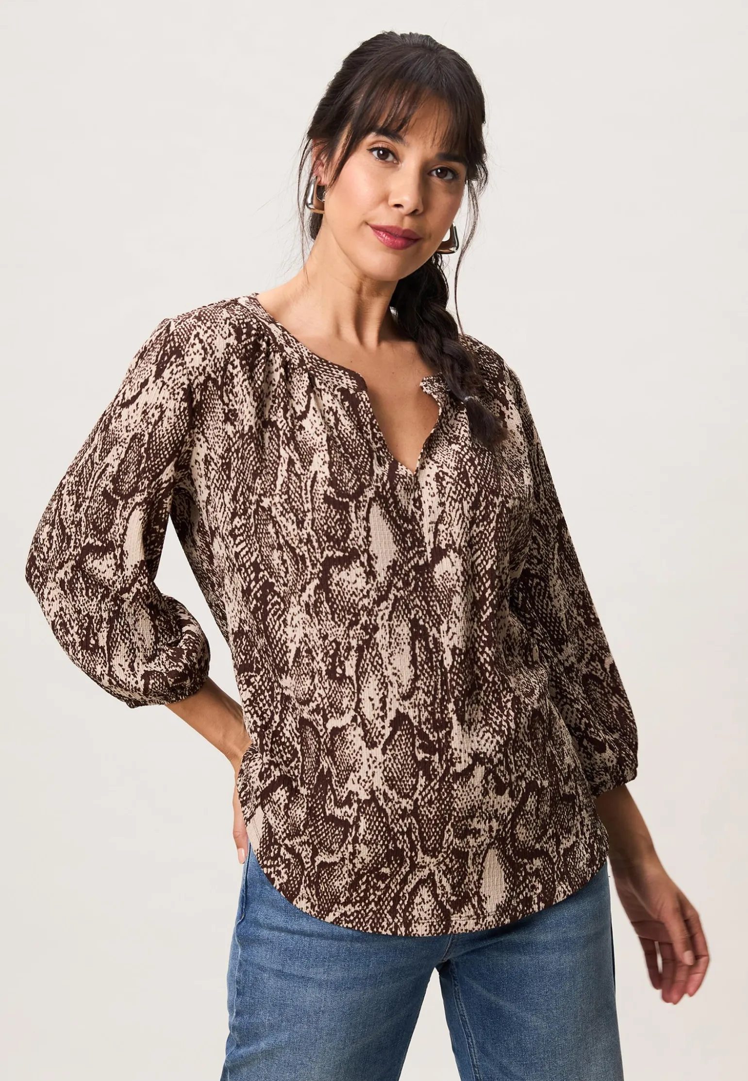 Clearance Miss Etam Top print Multi dark neutral