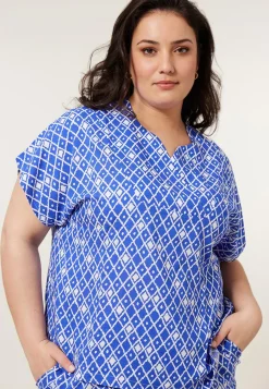 Sale Miss Etam Top print blauw Multi kobaltblauw