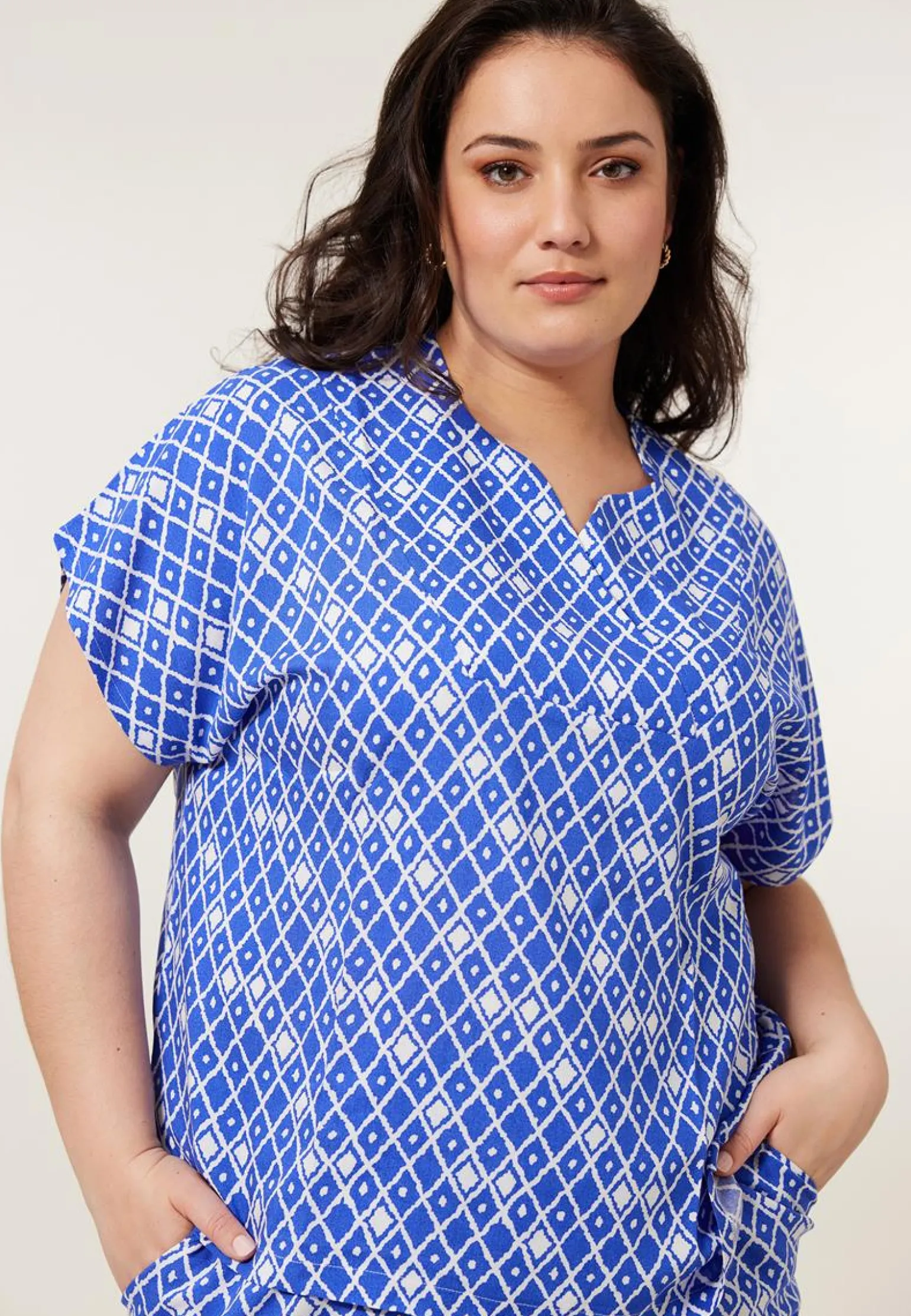 Sale Miss Etam Top print blauw Multi kobaltblauw