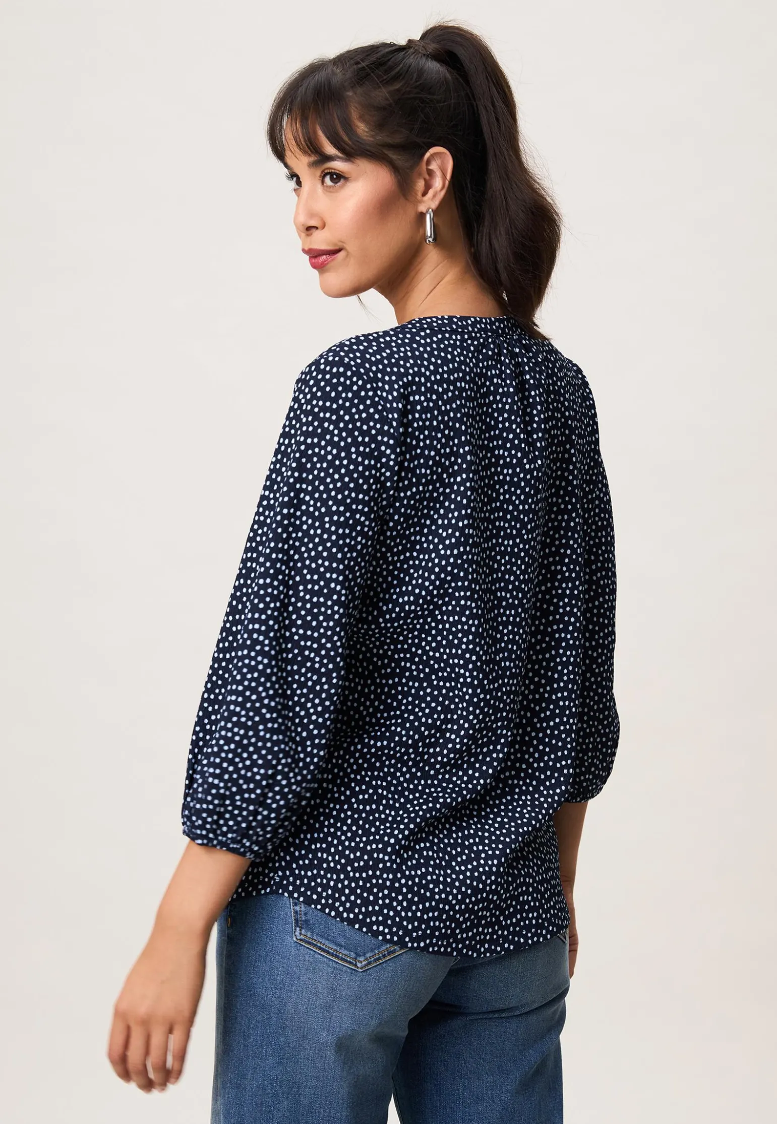 Outlet Miss Etam Top print blauw Multi dark blue off white