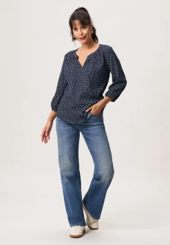 Outlet Miss Etam Top print blauw Multi dark blue off white