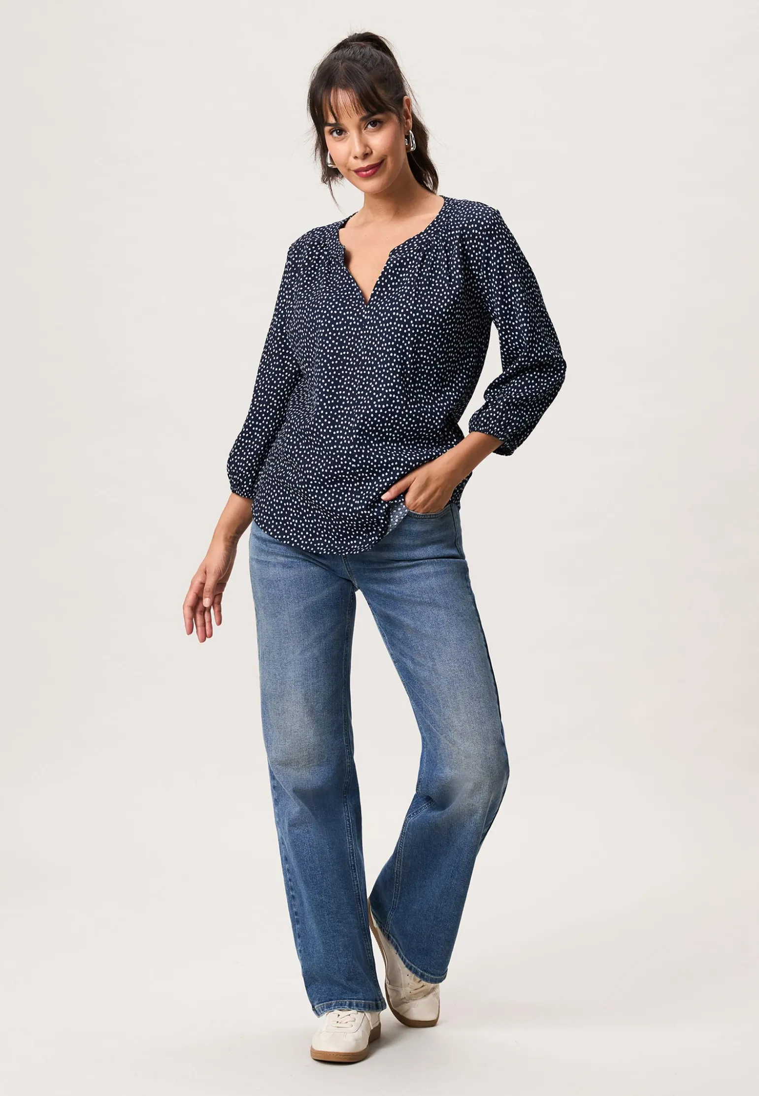 Outlet Miss Etam Top print blauw Multi dark blue off white