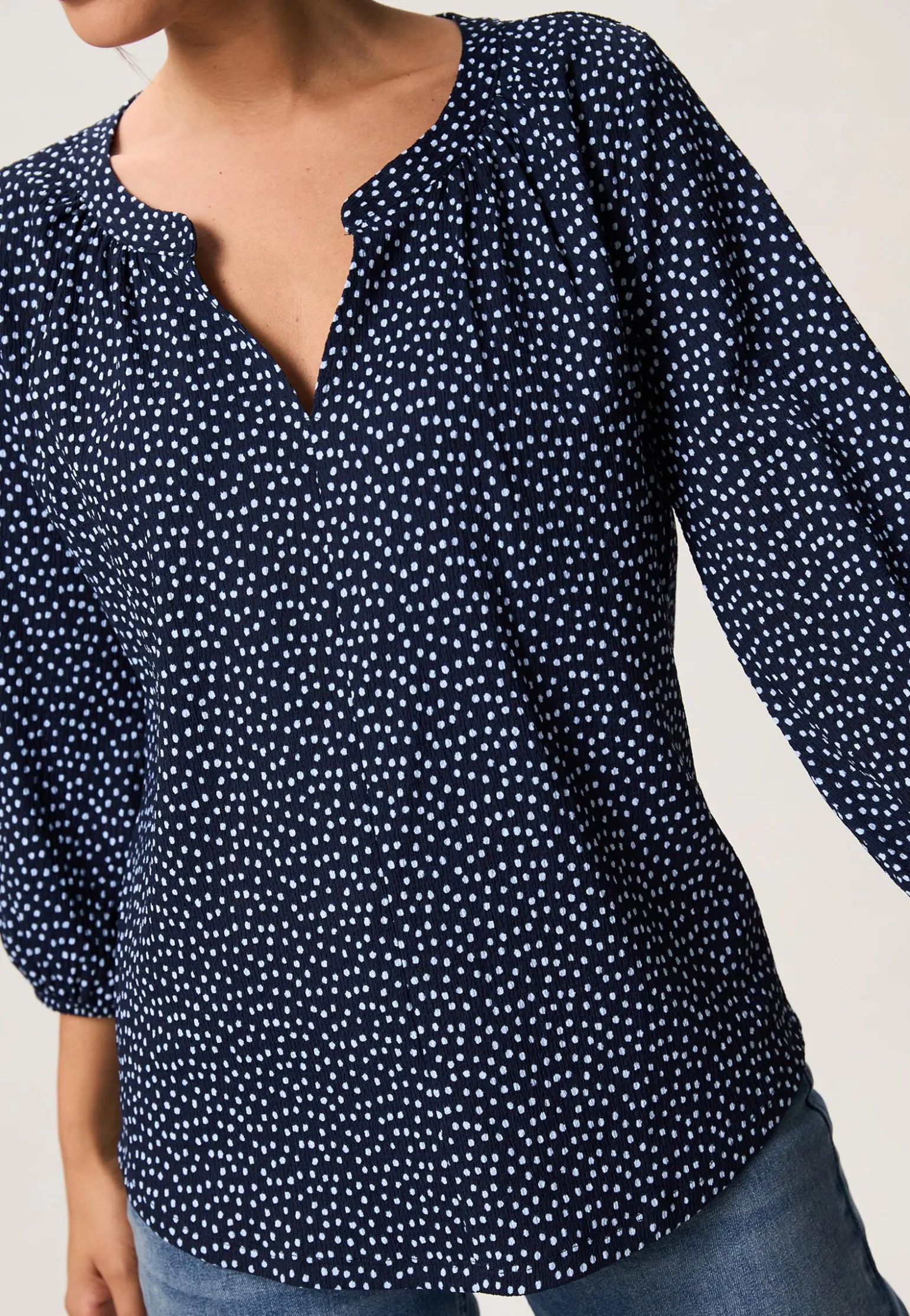 Outlet Miss Etam Top print blauw Multi dark blue off white