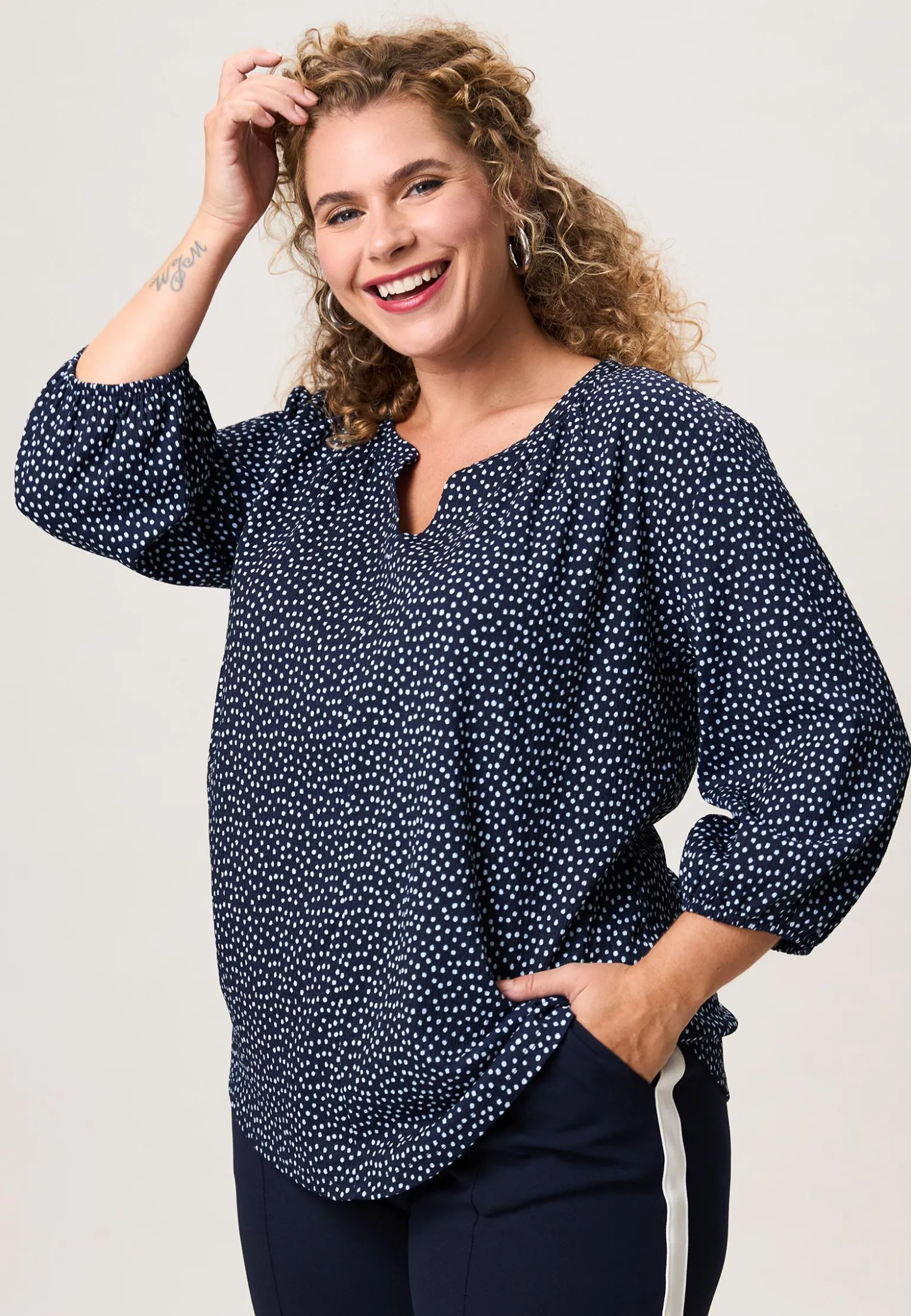 New Miss Etam Top print blauw Multi dark blue off white