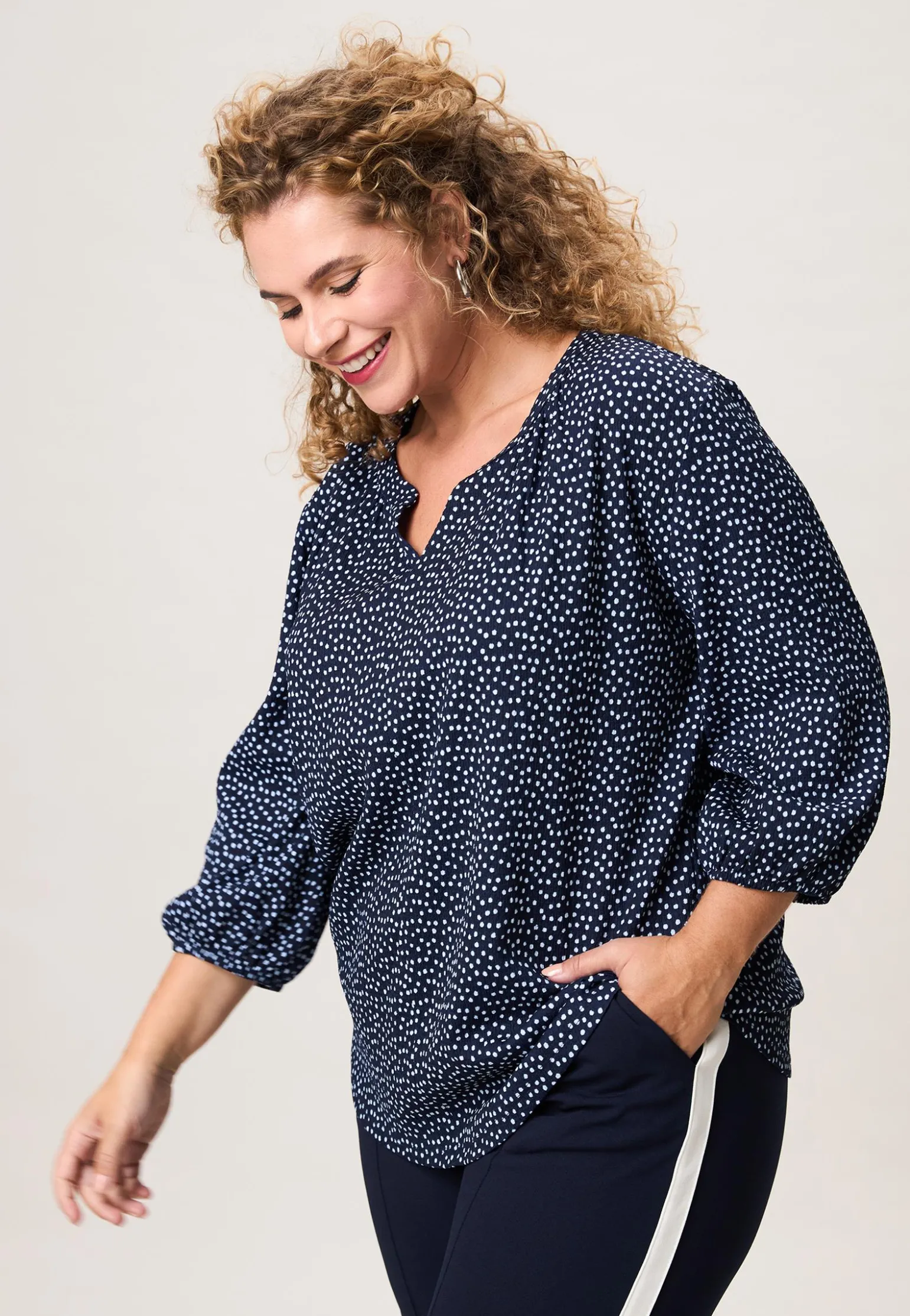 New Miss Etam Top print blauw Multi dark blue off white