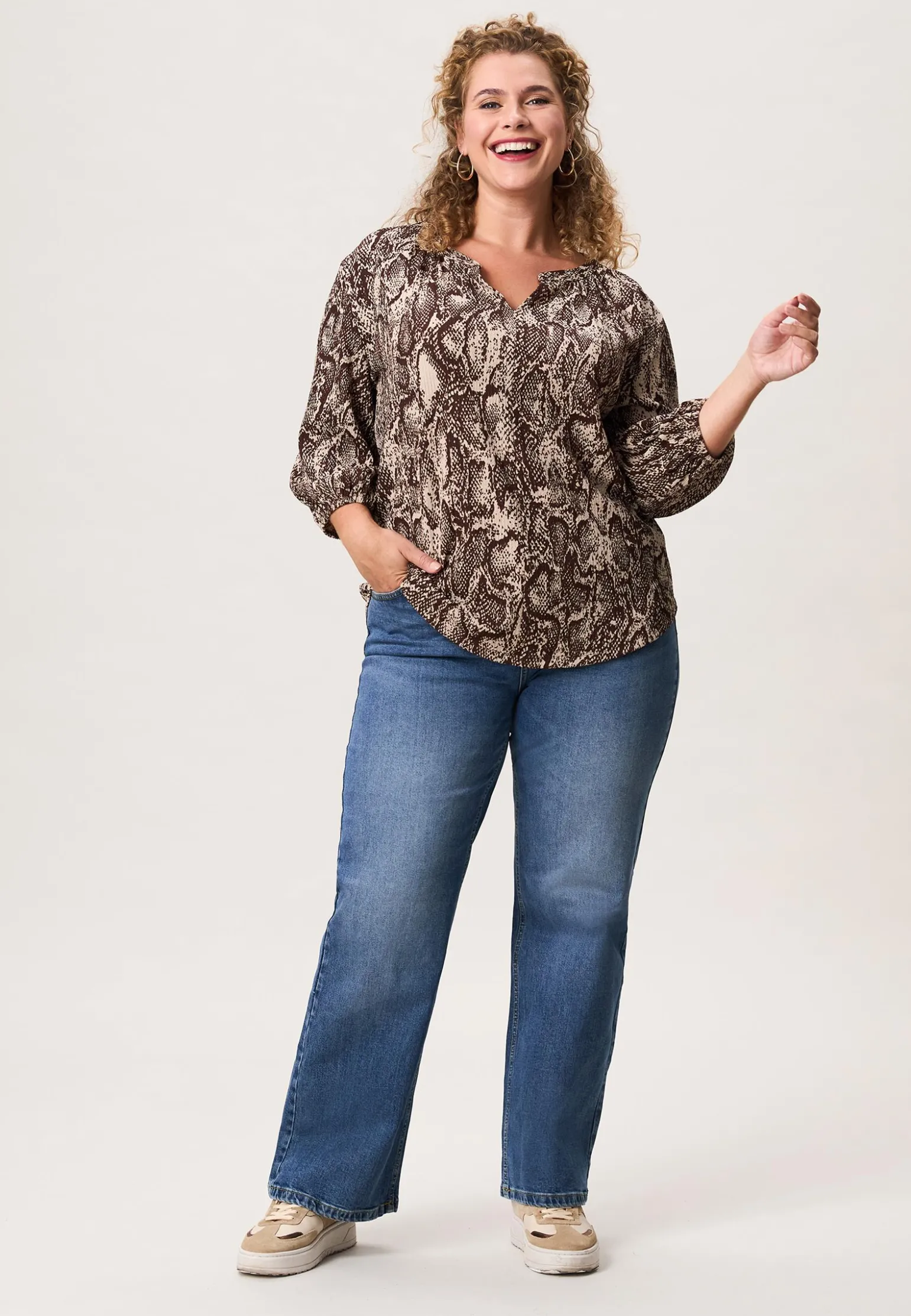 New Miss Etam Top print bruin Multi dark neutral