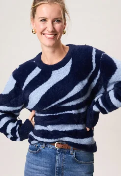 Clearance Miss Etam Trui harig blauw Multi delphi blue