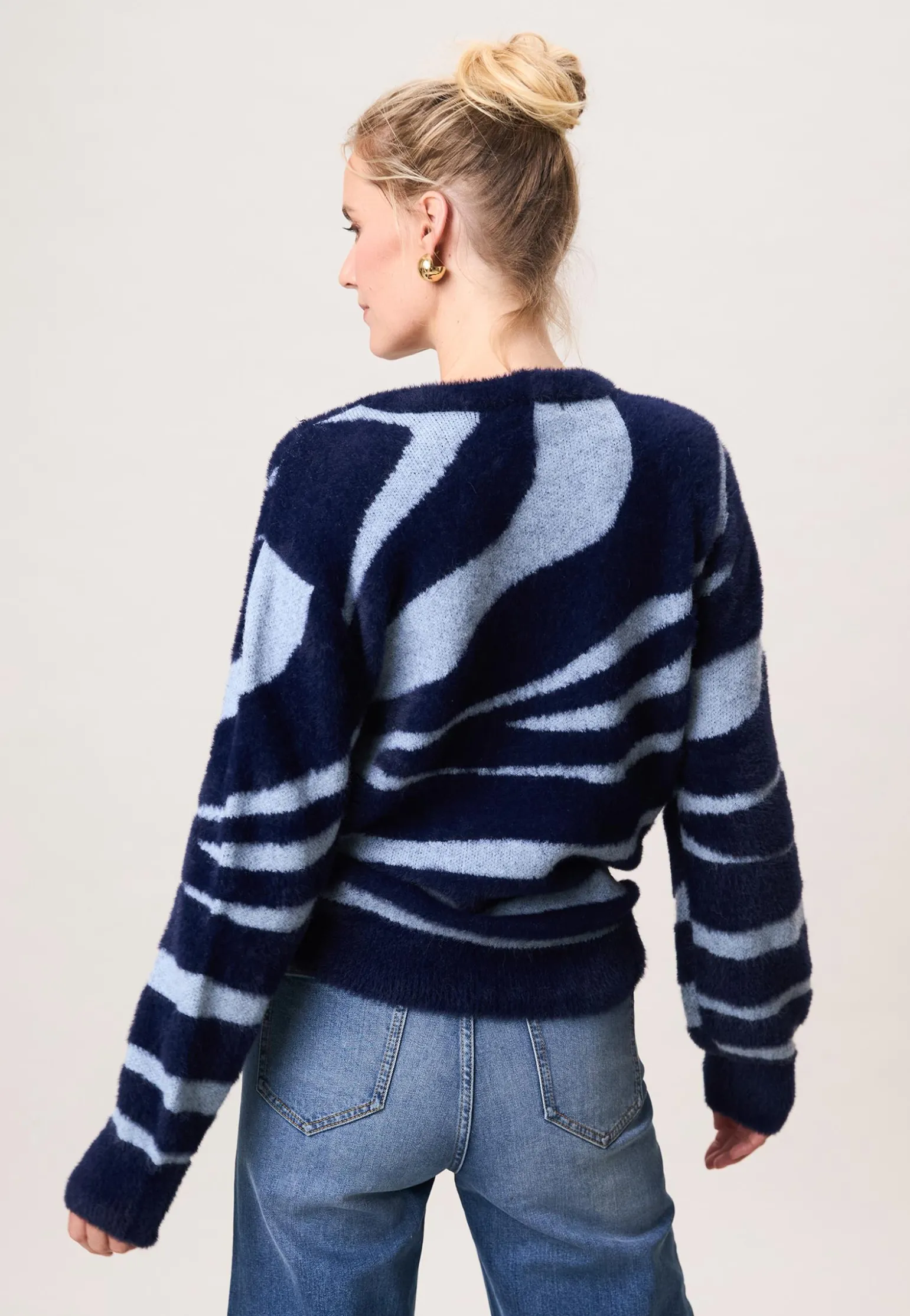 Clearance Miss Etam Trui harig blauw Multi delphi blue