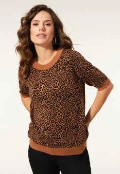 Discount Miss Etam Trui korte mouw print bruin Multi camel