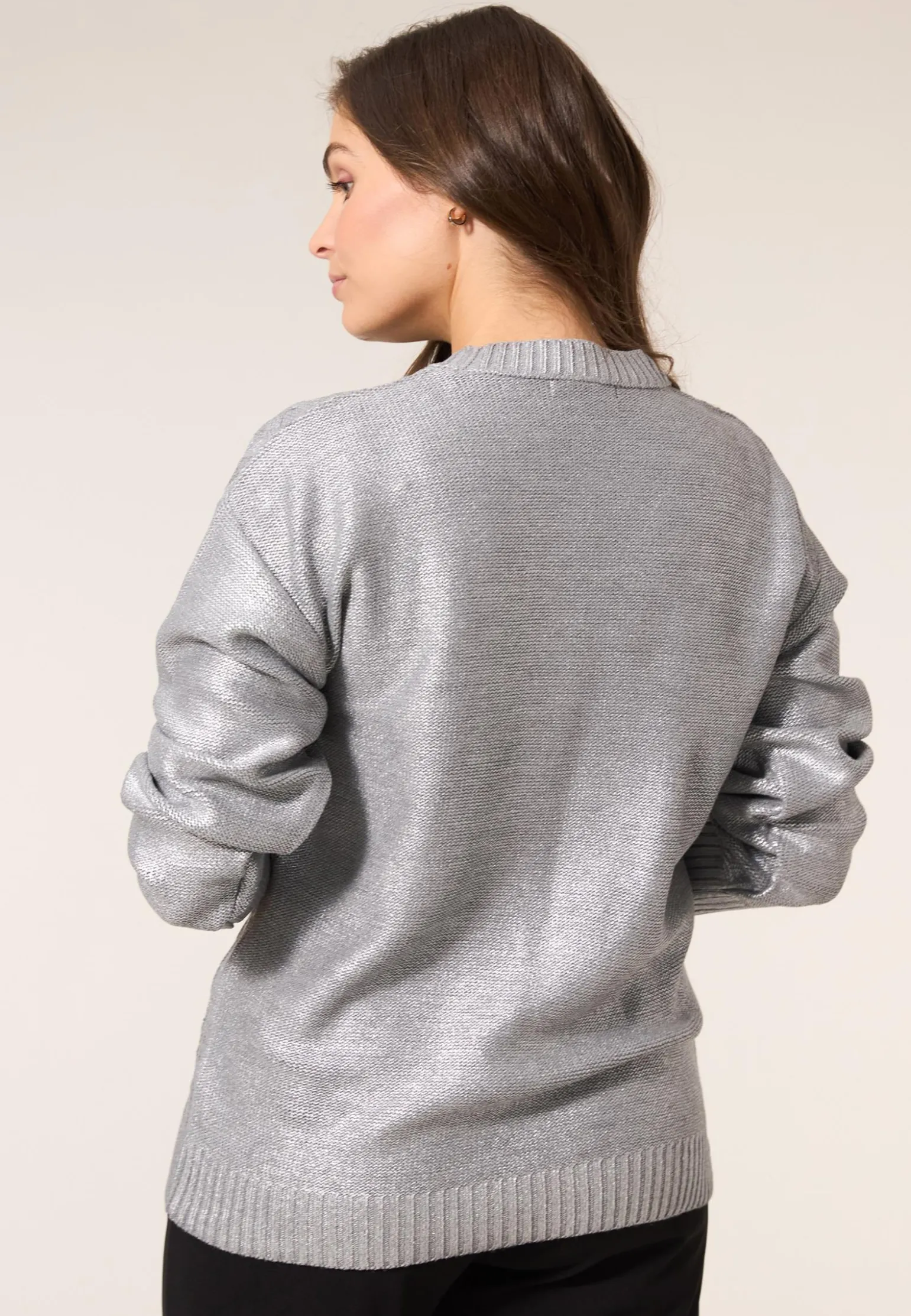 Online Miss Etam Trui metallic grijs Multi silver