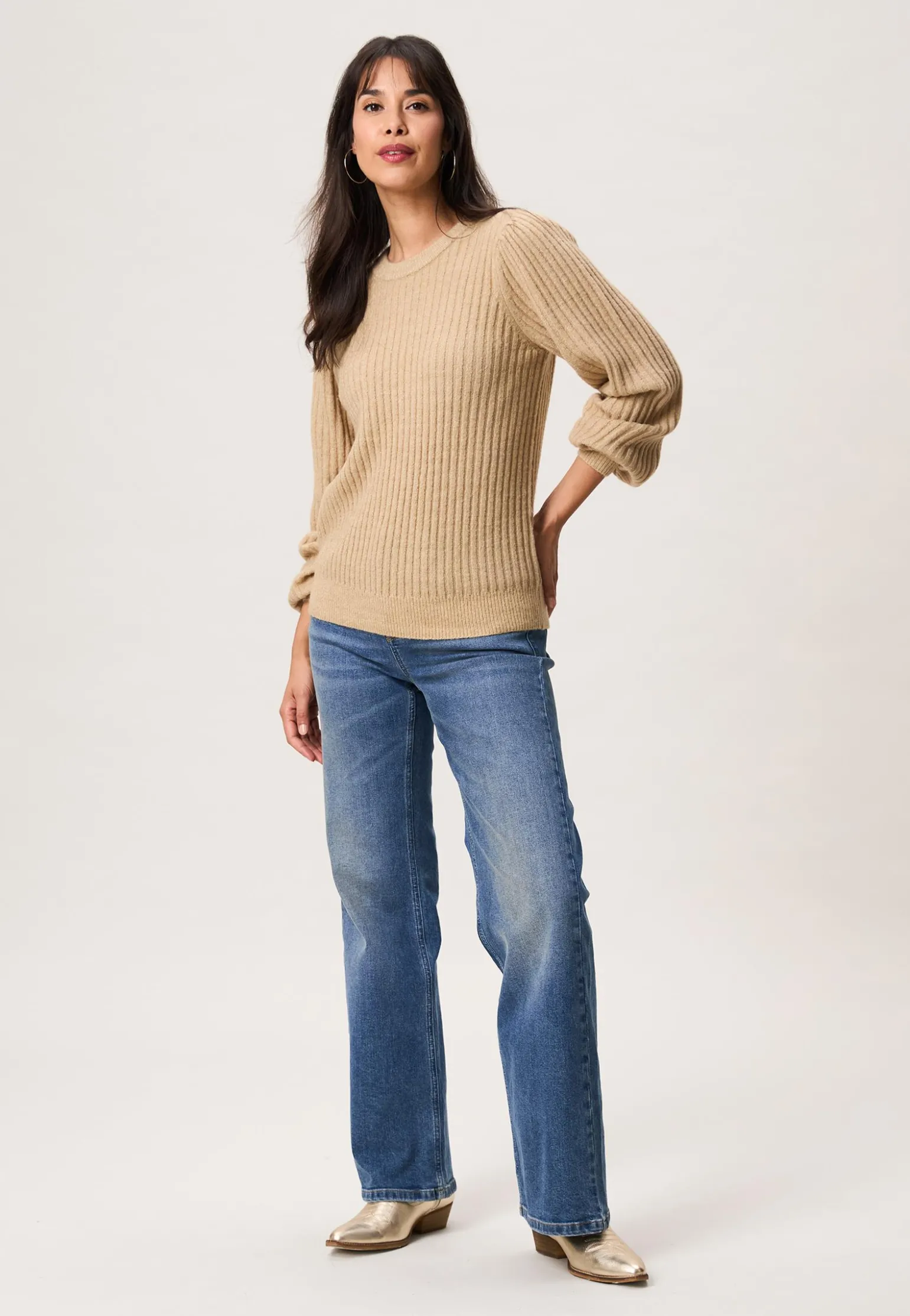 New Miss Etam Trui rib beige Sand melange