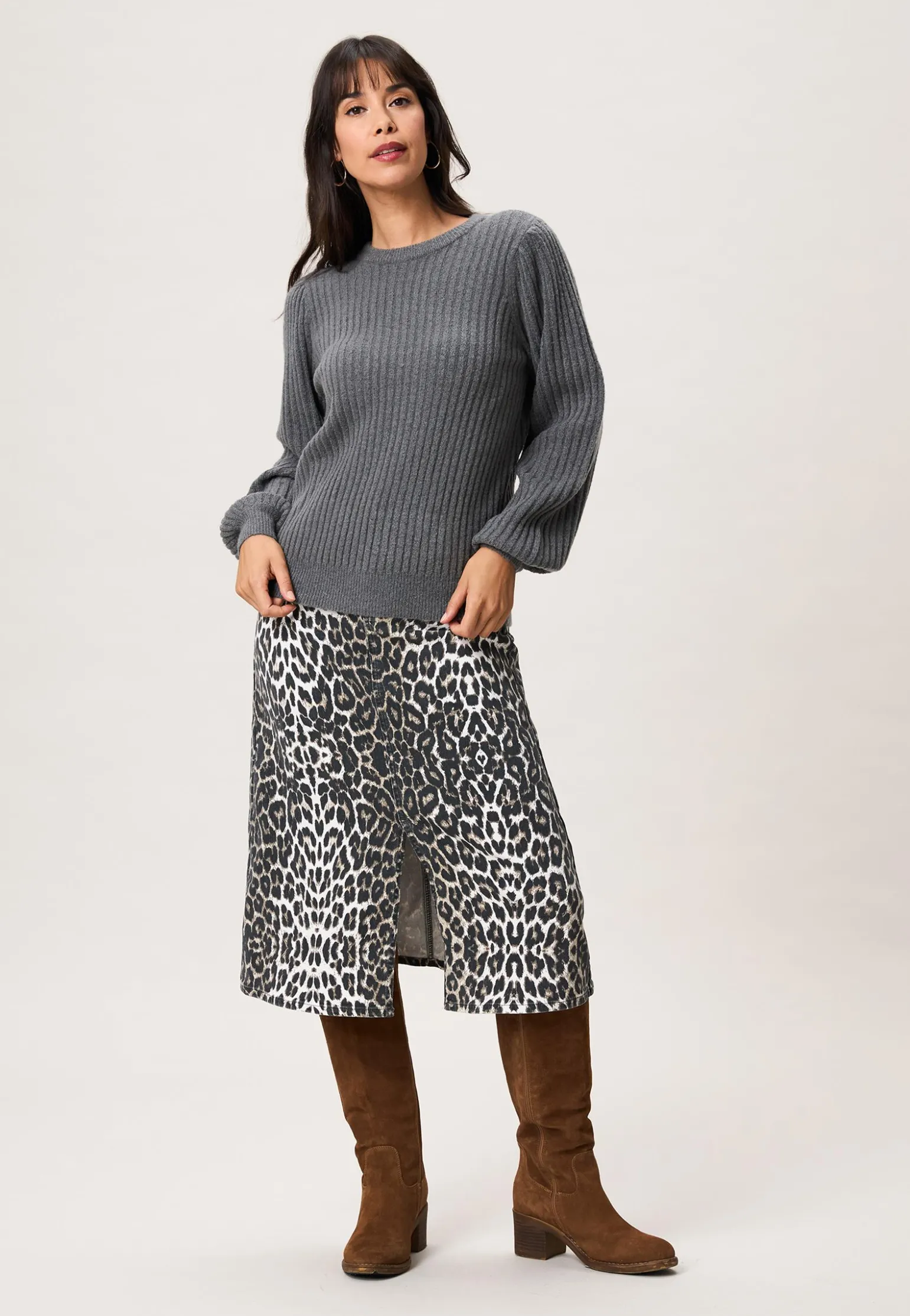 New Miss Etam Trui rib grijs Grey melange