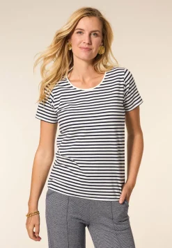 Best Miss Etam T-shirt streep Multi donker blue