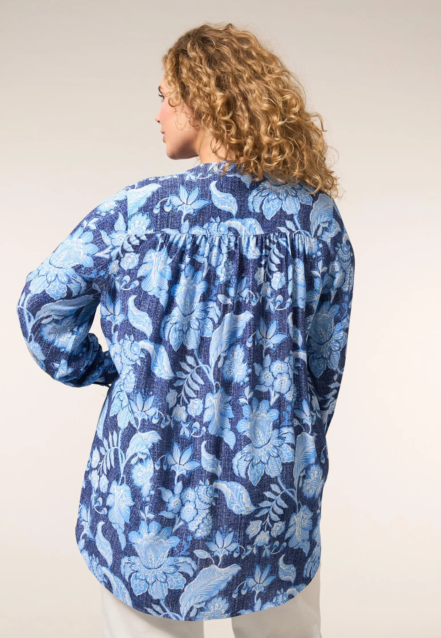 Outlet Miss Etam Tuniek print blauw Multi denim blue