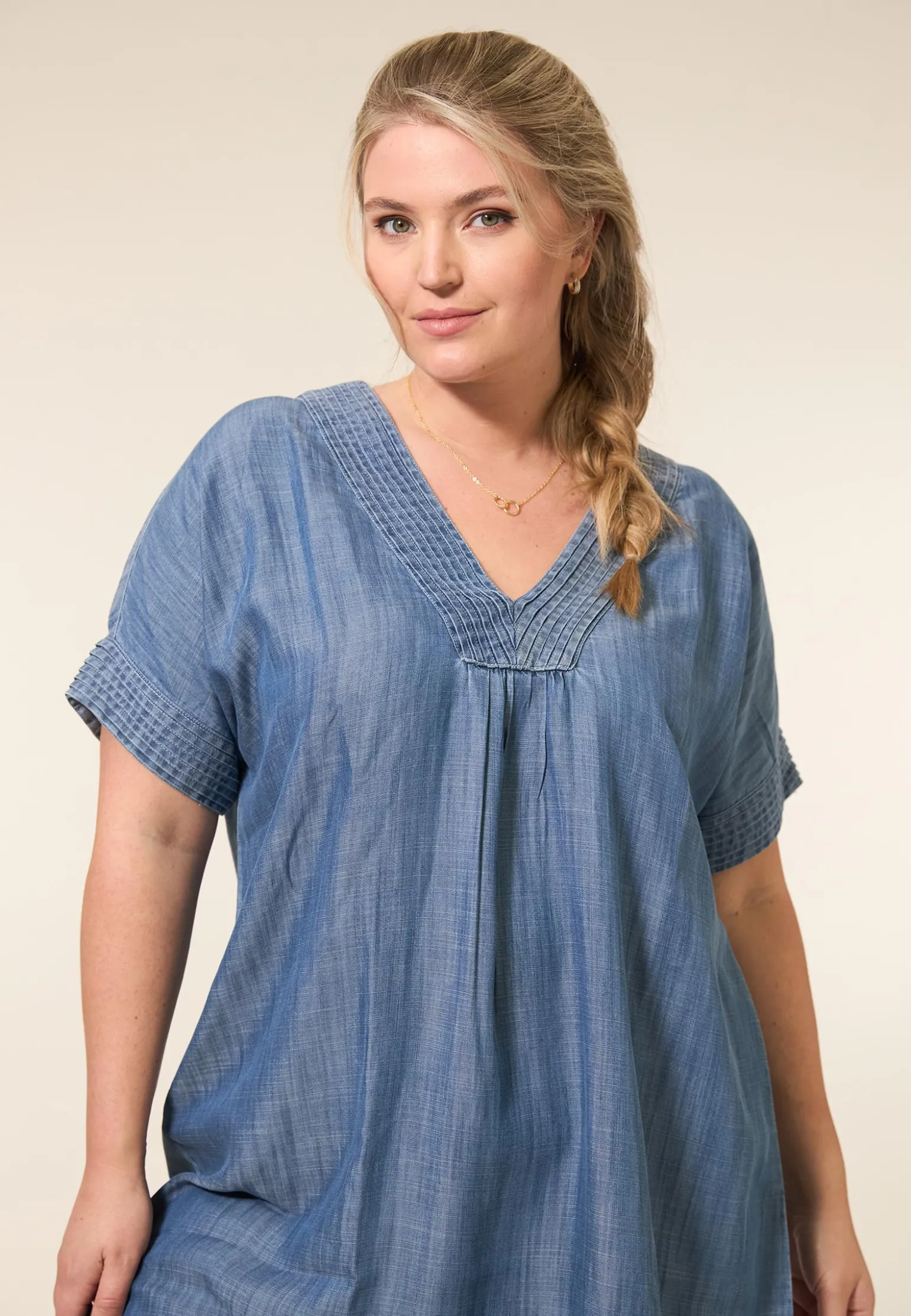 Miss Etam Tuniek tencel blauw Medium denim