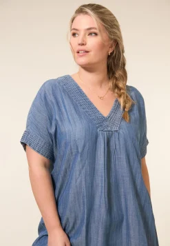 Miss Etam Tuniek tencel blauw Medium denim