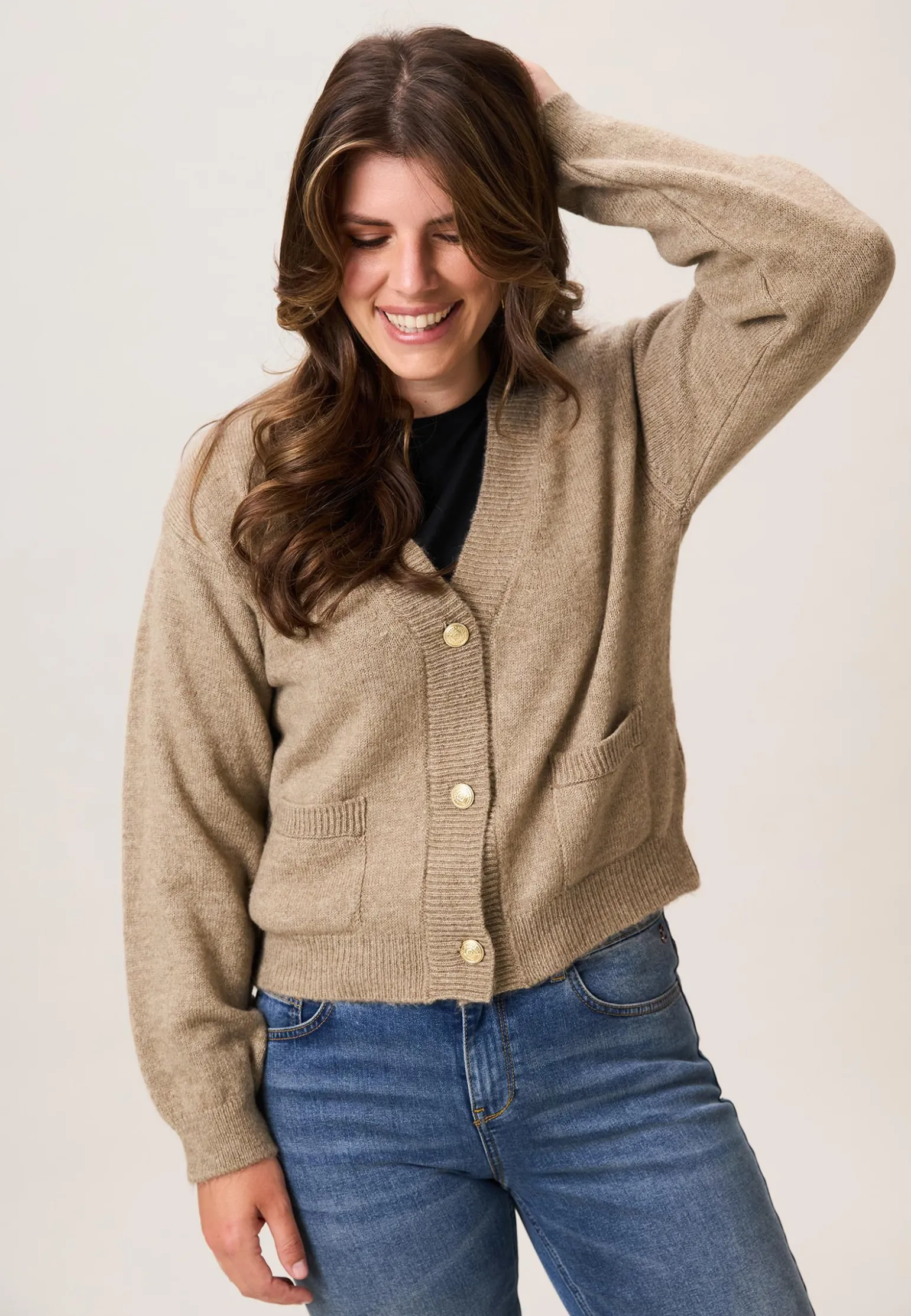 New Miss Etam Vest bruin Dark neutral melange